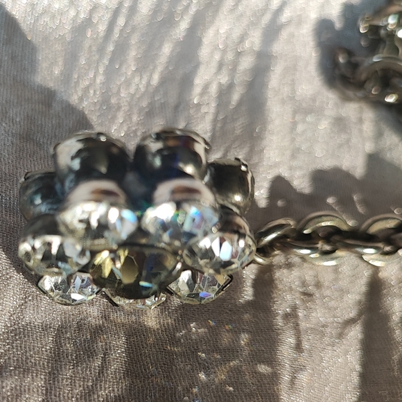 Stunning Oversized Extra Long Dark Silver Tone Rhinestone Necklace Belt Vintage - Picture 11 of 15